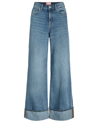 JXTokyo Wide Fold HW Jeans - Medium Blue Denim